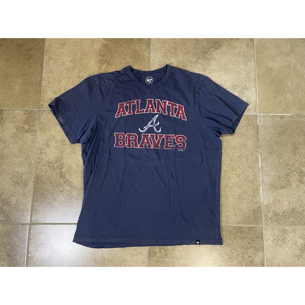 '47 Brand T-Shirt Mens Size XL Navy Atlanta Braves MLB Graphic Short Sleeve Tee